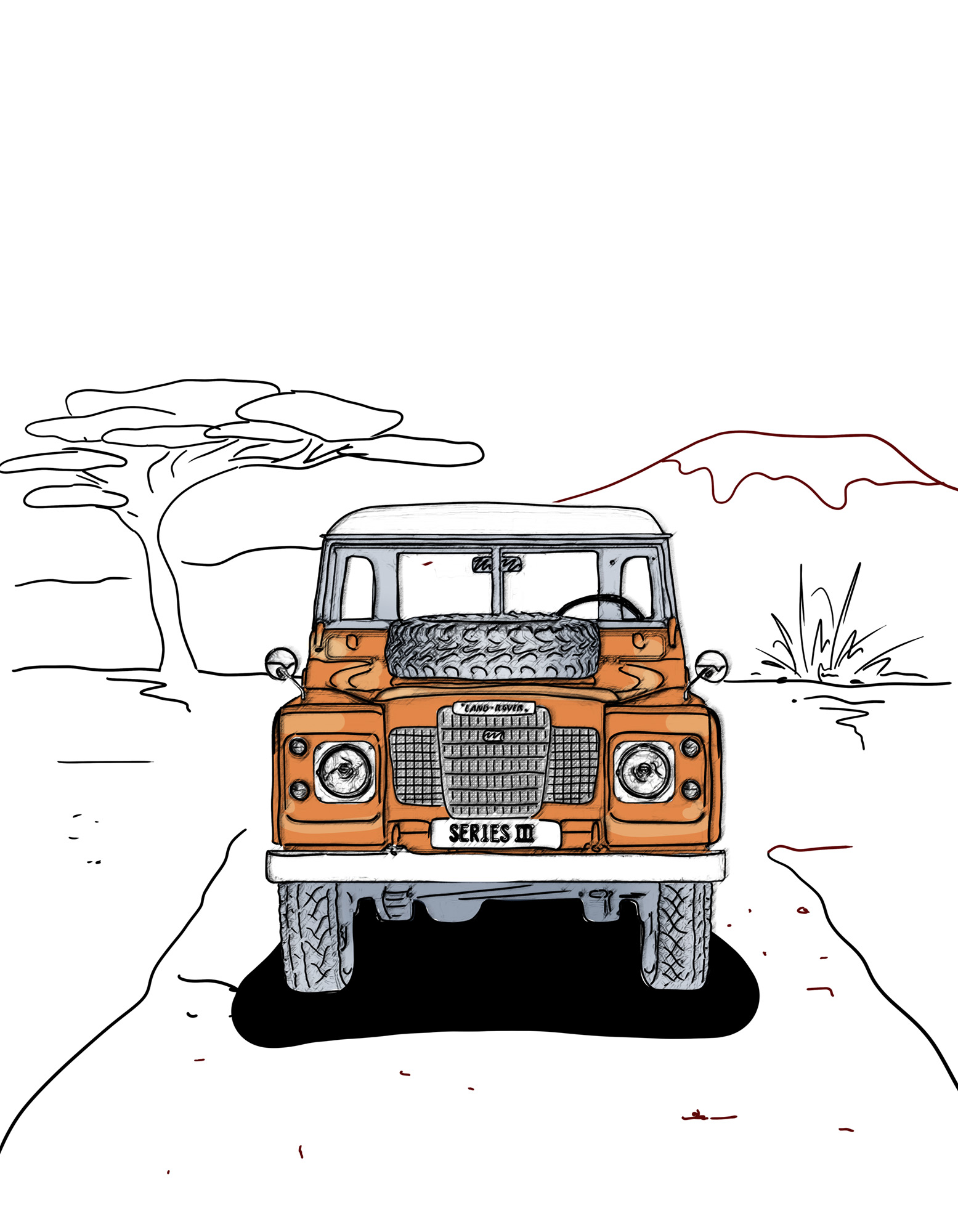 Land Rover Series III - Illustration für Großdruck auf Leinen_Keilrahmen DIN A1